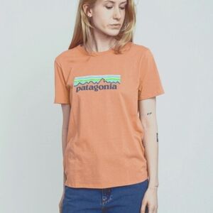Patagonia Women's Pastel Logo Organic Crew T-Shirt Sz M